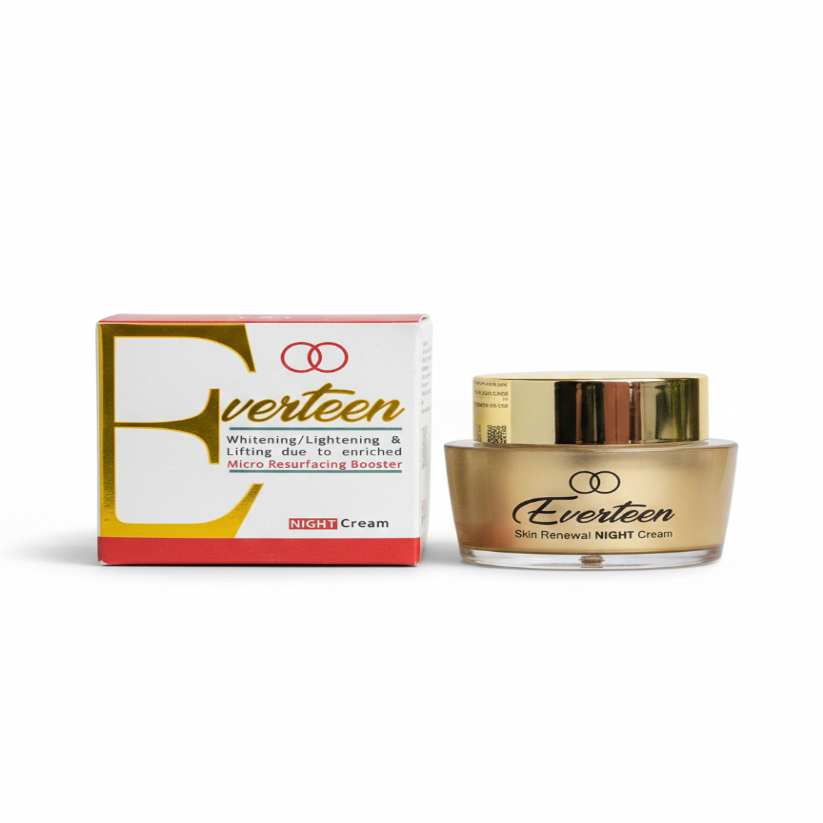 Everteen skin care product with jar and box on a white background